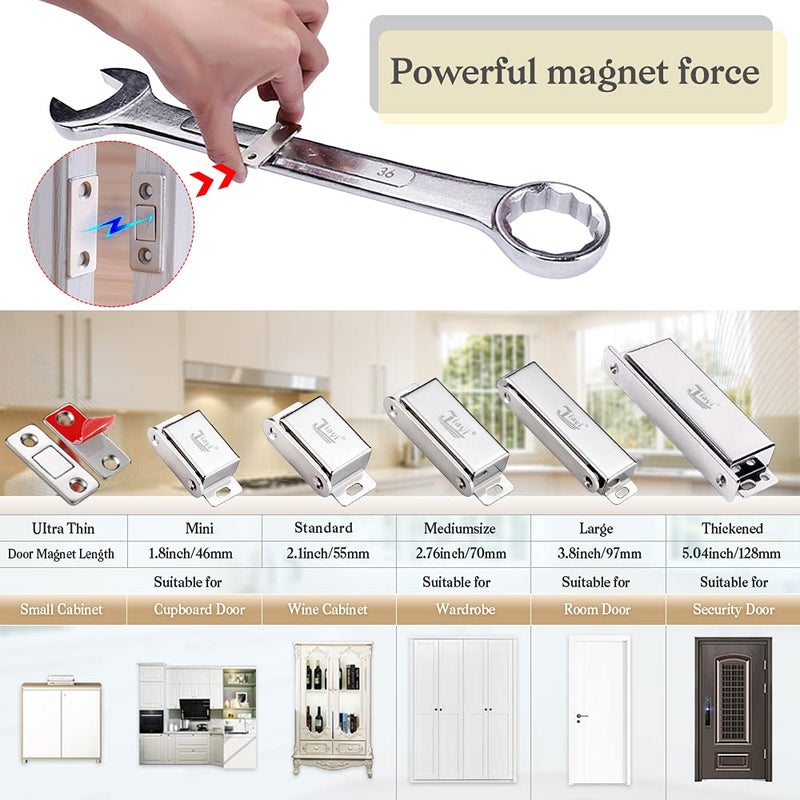 Jiayi Cabinet Magnetic Catch Jiayi 14 Pack Ultra Thin Cabinet Door Magnets Stick on Drawer Magnets Cabinet Latch Magnetic Closures for Cabinets Kitchen Closet Door Closing Magnetic Door Catch Closer - Image 2